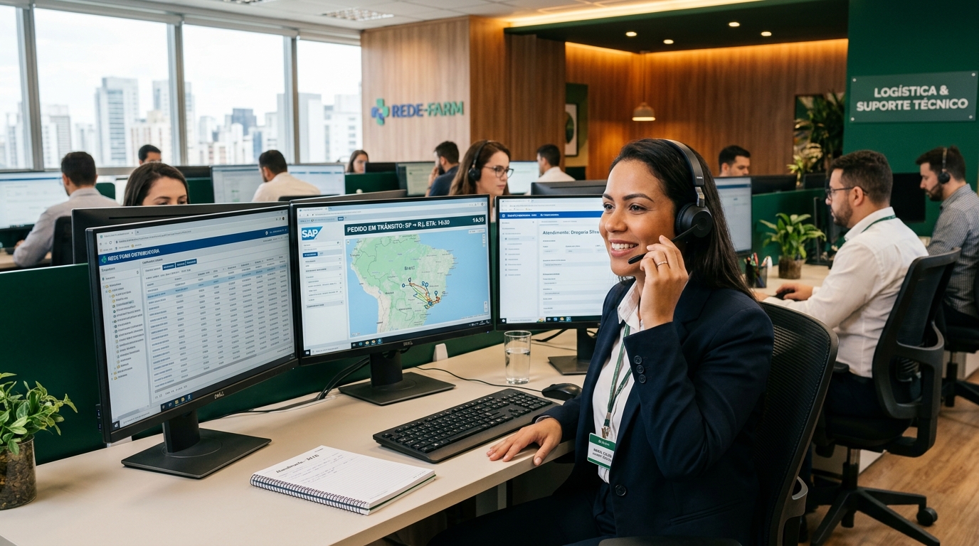 Equipe de atendimento da Distribuidora Faustino